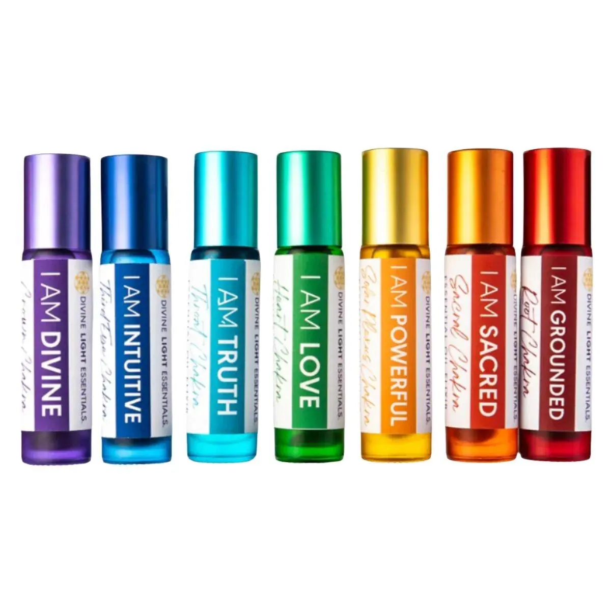 Divine Light Codes Chakra Balancing Essential Oil Elixirs - 7 Roller Bottle Set for Aromatherapy & Energy Balancing - Made in US