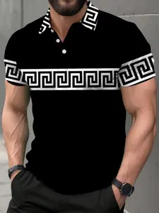 Men's Casual Polo Shirt Top, Comfortable Breathable Fit, Print, Perfect for Various and Fashion Styles, Best Gift Choice