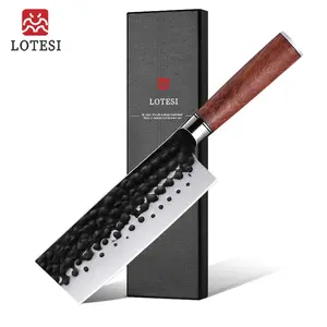 LOTESI Japanese Kitchen Knife Chef Knife - 12 Inch Vegetable Cutter, Kitchen Multi-purpose Japanese Vegetable Cutter, Hand-forged High Carbon Steel, Ergonomic Rosewood Handle, Comes with Gift Box, Suitable for Dad