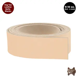9-10 oz. (3.6-4 mm) ELW Vegetable Tanned Cowhide Full Grain Import Tooling Leather Belt Blanks, Straps/Strip 50" to 94" Lengths