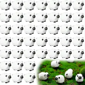 20pcs Mini Animal Decorations, Sheep Resin Statue, Garden Sculptures Statues, Cute Fairy Outdoor Moss Landscape Figurine, Garden DIY Decoration Accessories