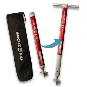 Beach Rat Brute Anchor & Case - Pontoon Anchor, Tritoon Anchor, Shallow Water Boat Anchor & Sandbar Anchor - Screw In Boat Anchor - Stainless Steel Auger & Telescoping Aluminum Anchor Pole Accessory