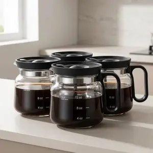 2/4 pcs, 16 oz glass coffee mugs (teapot design), approximately 4 inches tall, compact teapot-style design, includes a sipping lid; cute novelty mug, attractive kitchen cup—great gift for coffee lovers.