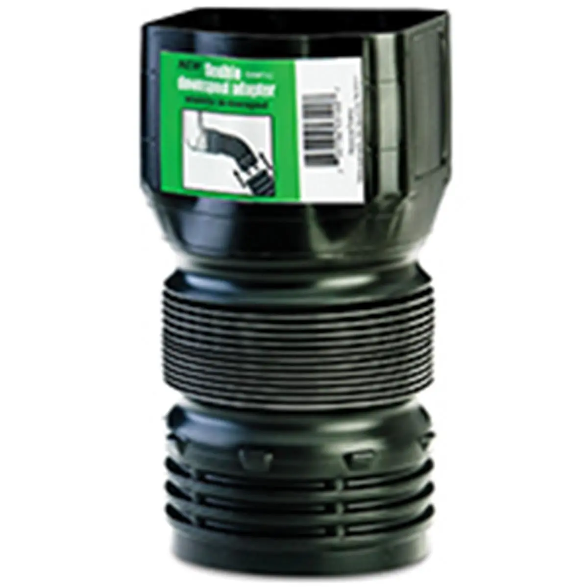 212 MAIN High-Load Downspout Fit, 3x4in Black Amerimax Home Products Downspout Adapter (ADP53102)