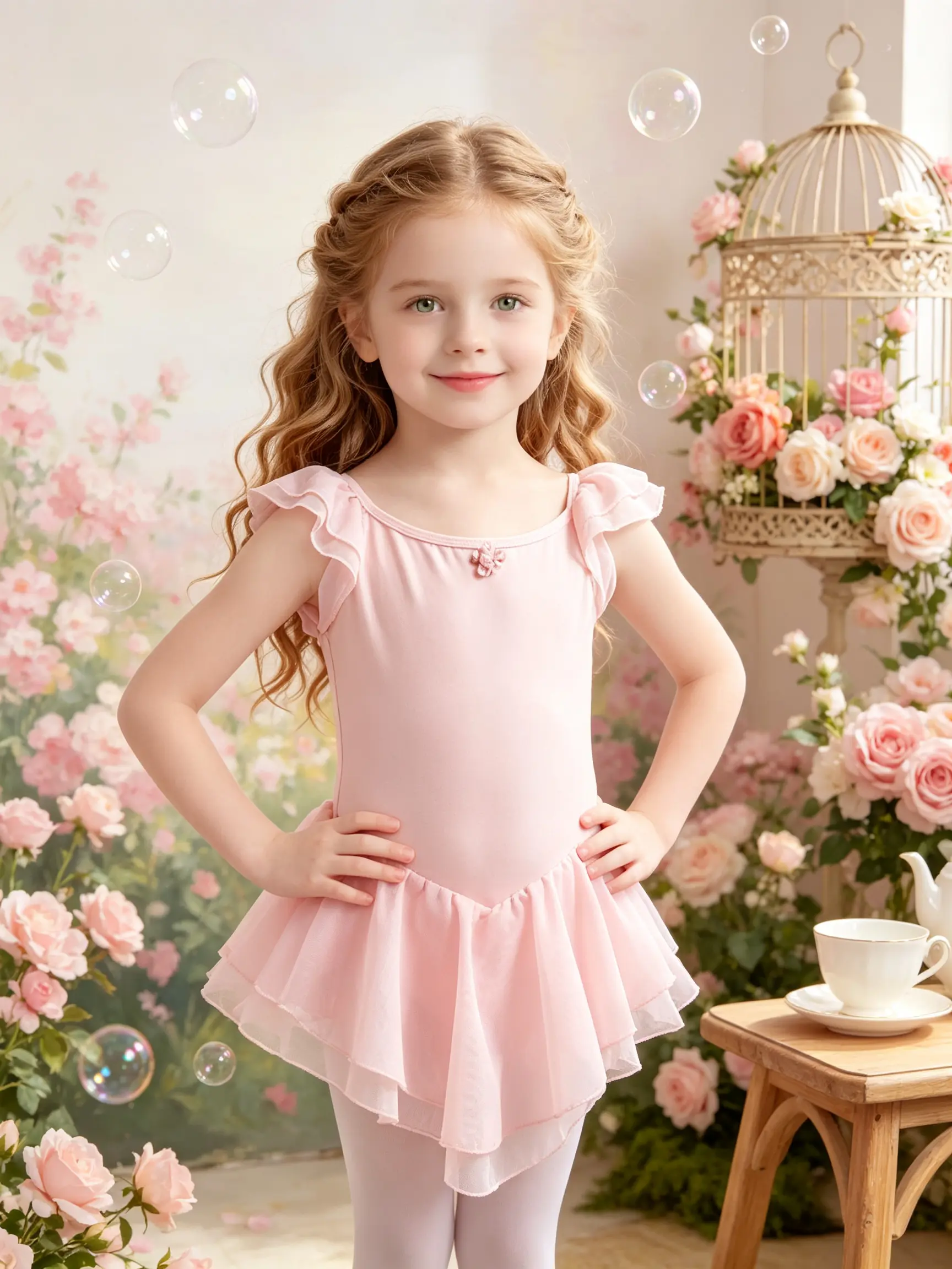 Toddler Girls' Pink Ruffle Cap-Sleeve Crew Neck Plain Soft Mesh Soft Elastane 1-Piece Ballet Dance Costume, Casual Wear, Daily Training & Stage Performance, Short Sleeves