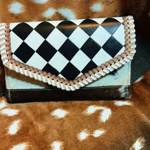 Hand painted checkered wallet