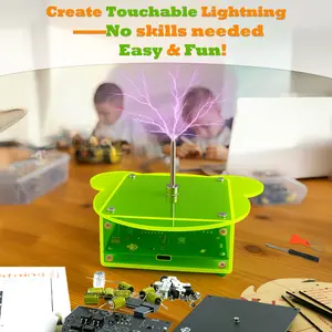 STEM Soldering Toy Tesla Coil Lightning Kit - Fun & Educational Science STEM Kit for Kids & Teens, Safe USB 5V Charging, Adjustable Lightning Sparks