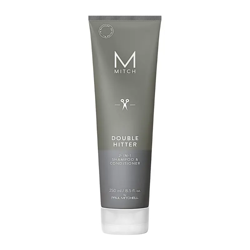 Paul Mitchell MITCH Double Hitter Scented 2-in-1 Shampoo & Conditioner for Men, All Hair Types, 8.5 fl. oz. Citrus Mint Fragrance, Color Protection, Softening, Paraben-Cruelty-Gluten-Free, Vegan Daily Hair Care Wash