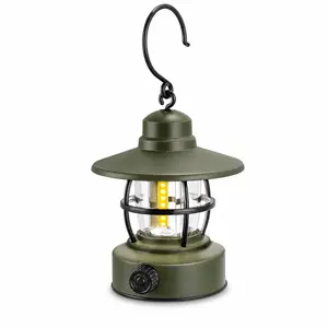 Retro Camping Light 2 Pack (Dark Green), Rechargeable Battery Powered Camping Lantern - Waterproof Hanging LED Tent Lamp, Camping Gear Must Haves, Camping Accessories for Outdoor Hiking Fishing
