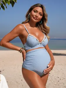 Zesty Maternity Maternity Bikini Set Starfish Trim Sexy Summer Beach Vacation Outfit