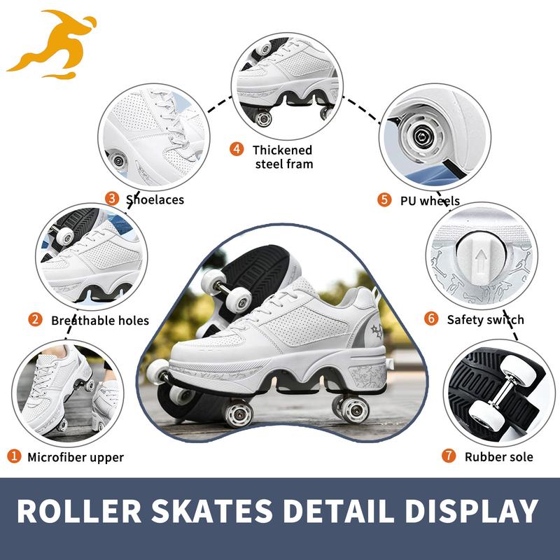 Yousulun Roller Skate Shoes, Multifunctional Roller Skates for Adult, 2-in-1 Deformation Rollerskates with 4 Retractable Wheels, Outdoor Sneakers, Unique Gift for Birthday Footwear Yousulun Roller Skate Shoes, Multifunctional Roller Skates for Adult, 2-in-1 Deformation Rollerskates with 4 Retractable Wheels, Outdoor Sneakers, Unique Gift for Birthday Footwear