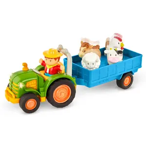 Farm Tractor Toy Set with Lights & Sounds - Toy Tractor and Cart with 4 Animals, Farmer Figure - Music & Animal Sounds for Toddlers 18 Months+