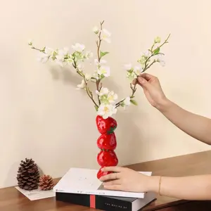 Fruit ceramic vase, strawberry design, unique lemon-shaped vase-fruit inspiration vase, Flower Vase