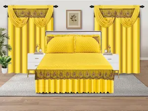 Luxury King Size Bedding Set with Curtains – 5 Piece Bedspread Set (Pillowcases & Drapes Included)