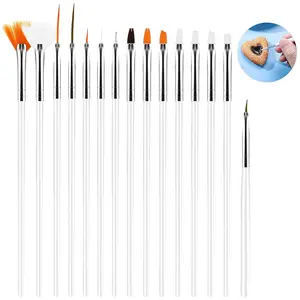 15pcs Cake Painting Brushes, Cake Decorating Brushes Kit, Food Paint Brush Tools, Fondant Sugar Cookie Painting Brushes Supplies for Cake Decoration (White)
