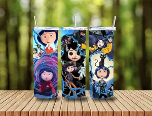 Coraline 20oz Stainless Steel Skinny Tumbler with Straw and Lid Double Wall Insulated Washable Reusable Eco Friendly Drinkware Cup Tumblers