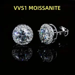 SSS 2 Carat VVS1 Moissanite Earrings 925 Sterling Silver Round diamonds Earrings, Natural Round Cut Moissanite diamonds
