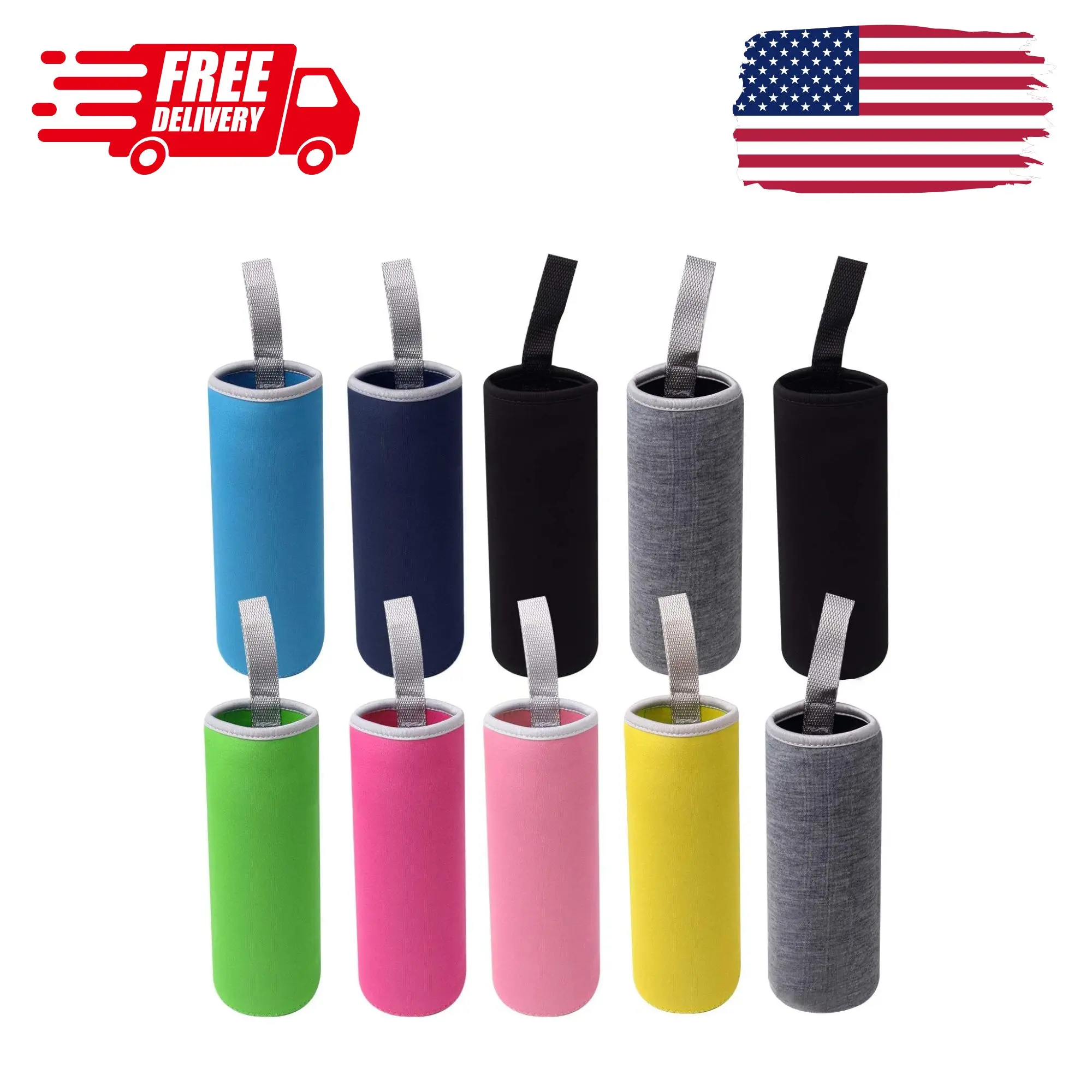 10 Pack Neoprene Water Bottle Sleeve - 12 oz to 18 oz (Multi-Color)