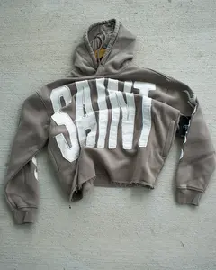 Saint Crop Hoodie (Grey)
