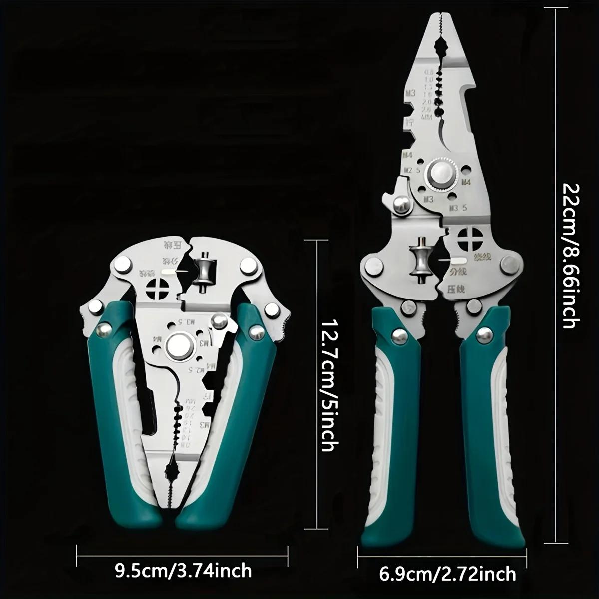 Multi-function Foldable Wire Stripper Pliers | Electrician Wire Splitter & Winding Tool with Pulley Design | Crimping, Cutting, Twisting Hand Tool for DIY Home Automotive