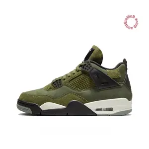 Olive Suede and Mesh Mid-Top Retro Basketball Shoes