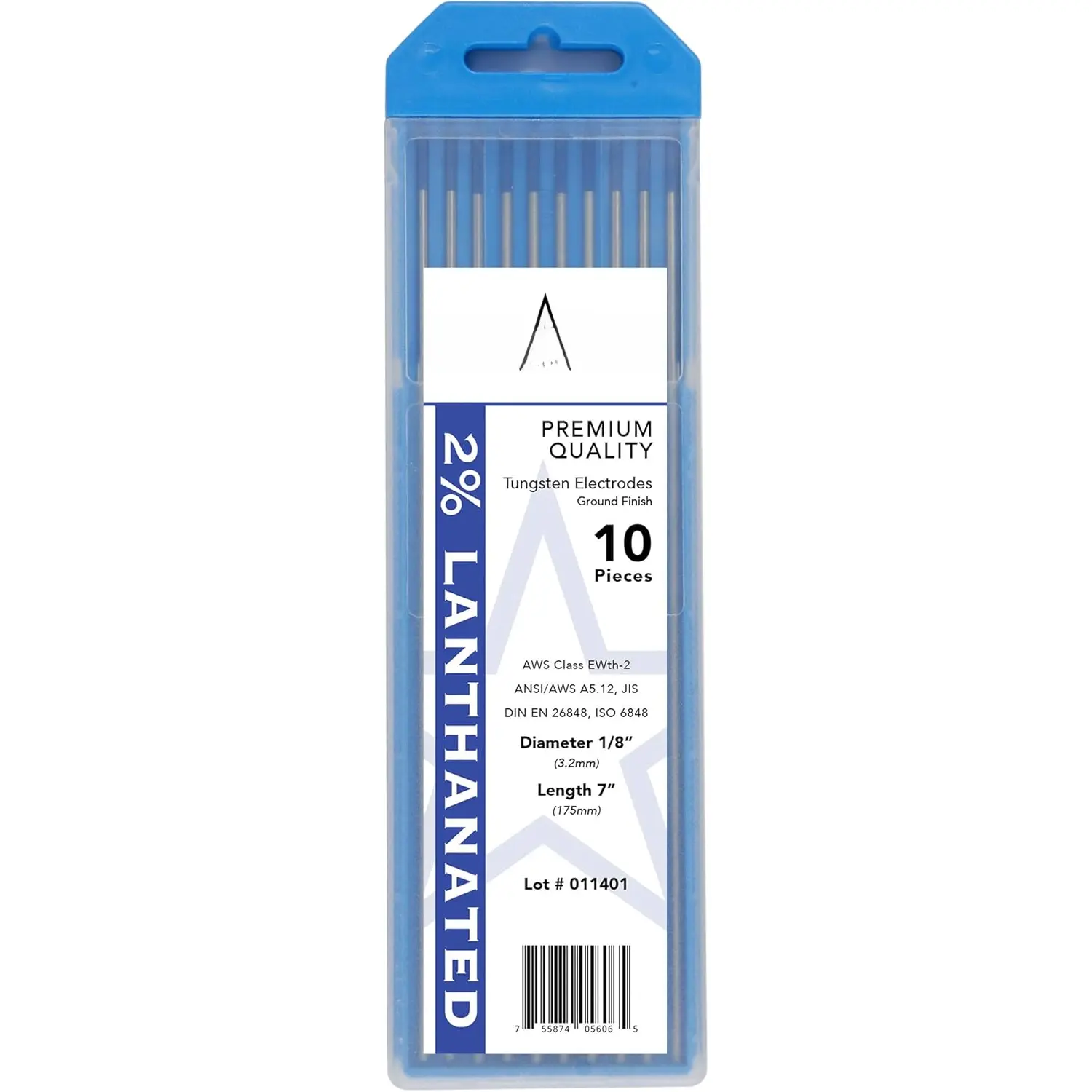 2% Lanthanated TIG Welding  Electrodes 1/8"x7" 10-Pack