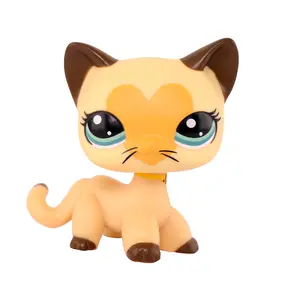 Mini Pet shop #3573 Cream Siamese Shorthair Cat Blue Eyes Kitten for minilpsshop Collection Kids Xmas Gift Set Collectible Soft Animal gifts for kids