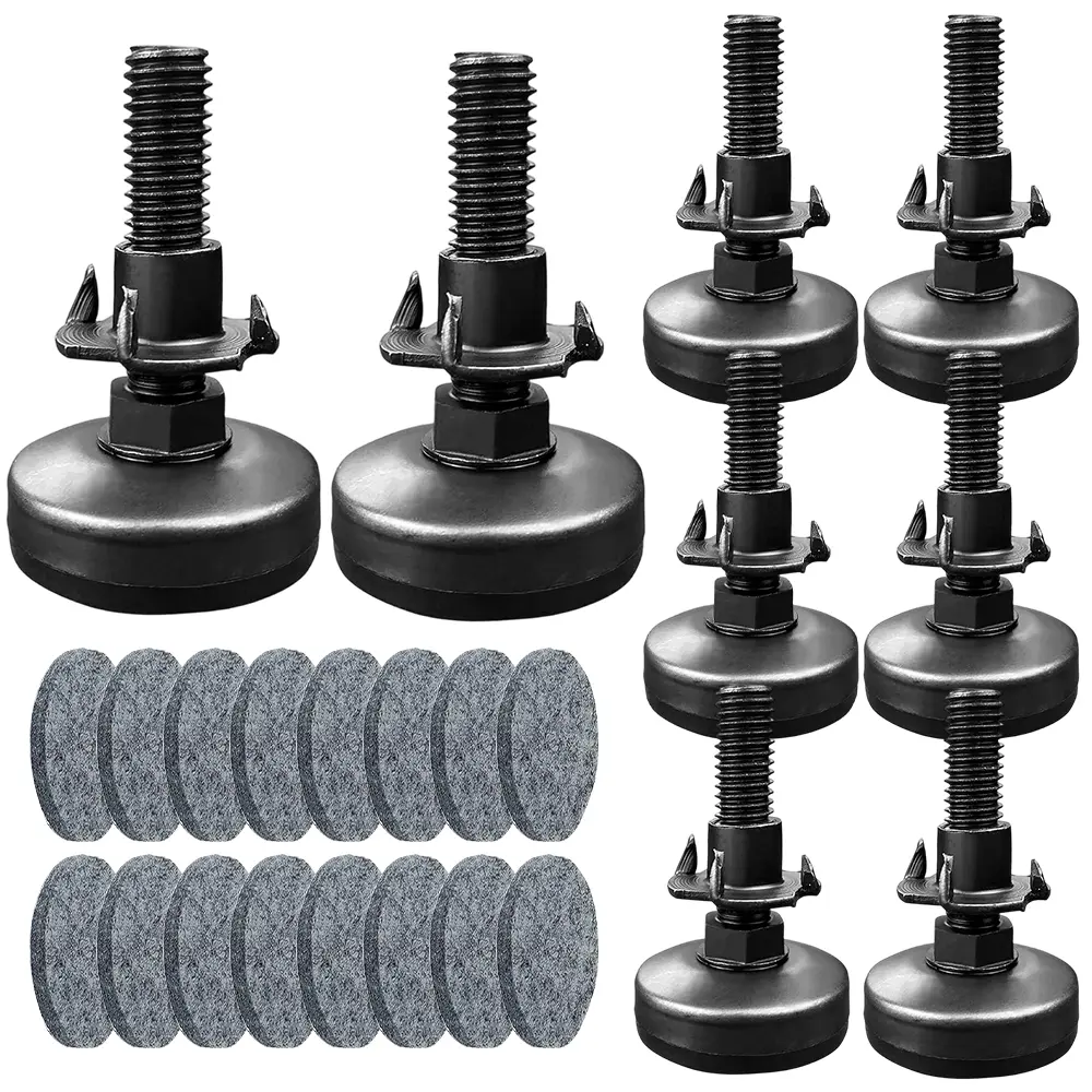 8 Packs Adjustable Leveling Feet Furniture Levelers Table Feet Heavy Duty Leg Levelers for Cabinets Sofa Tables Chairs(Support 1320LBs, T-Nut Kit 3/8-16 Thread, Large Base,Black)
