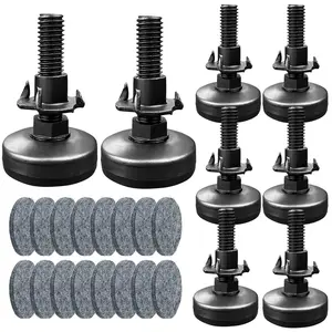 8 Packs Adjustable Leveling Feet Furniture Levelers Table Feet Heavy Duty Leg Levelers for Cabinets Sofa Tables Chairs(Support 1320LBs, T-Nut Kit 3/8-16 Thread, Large Base,Black)