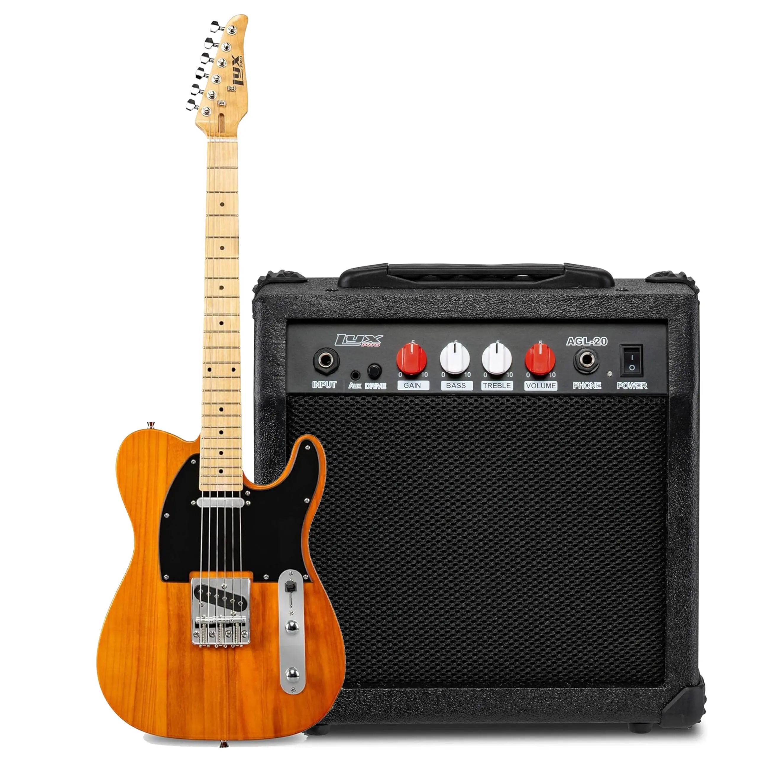 LyxPro 39" Electric Guitar TL Series Full-Size Paulownia Body, 3-Ply Pickguard, 3-Way Switch & Volume/Tone Controls with 20 Watt Amplifier