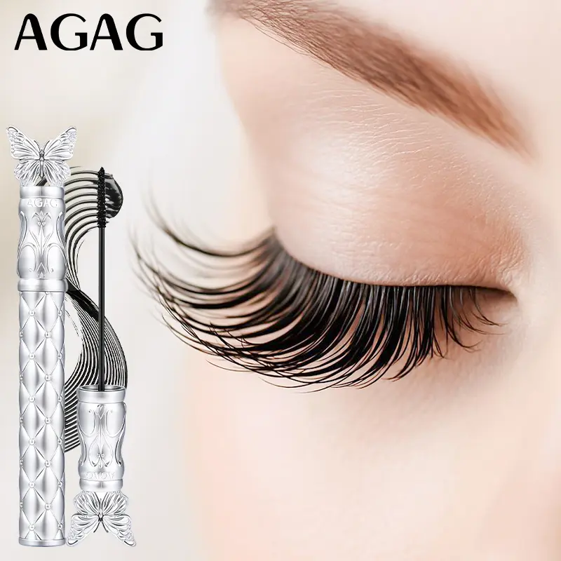 AGAG Advanced Curling Mascara, Black Lengthening Mascara with Butterfly Handle Design, Lifting & Curl Boosting Formula, Smudge Resistant Long Wear, Smooth Coating Without Clumping, Creates Natural Fuller Lashes