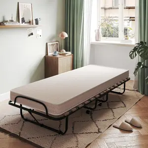 Folding Guest Bed With 4 Inch Memory Foam Mattress, Sturdy Metal Frame, Portable Rollaway Sleeper Cot Size, Easy to Store, for Adults, Made in Italy