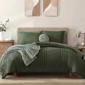 XL-Full Size Comforter Sets, 7 Piece Full Size Bedding Sets, Warm Comforters, Bed in A Bag Full with Sheets,Pillowcases & Shams (Olive Green, Full, 80''x90'')