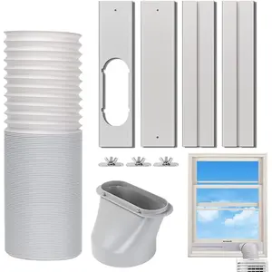 Portable Air Conditioner Window Vent Kit Adjustable Window Seal with 5.9 Inch Diameter 59 Inch Length Exhaust Hose for A/C Unit Universal for Sliding Horizontal or Vertical Window