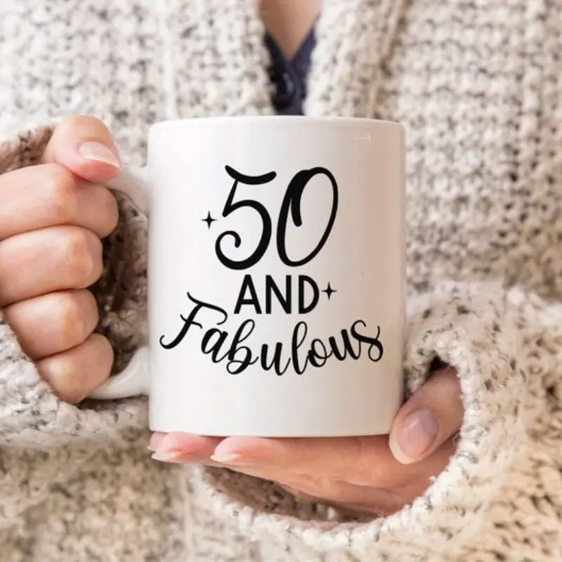 1pc, 50 and Fabulous Mug, 50th Birthday Mug, 50th birthday gift, 50 year old birthday, 50th bday, Personalized 50th birthday gift Drinkware 11Oz
