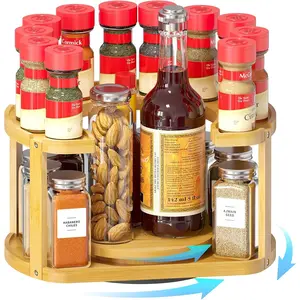 2 Tier   Rack Organizer, Lazy Susan Turntable for Cabinet,  Kitchen Spices Spinning Rotating Shelf Racks for Pantry Seasoning Bottle Holder Storage (Two Tier, )