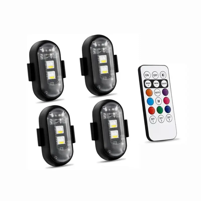 2PCS Wireless LED Strobe Lights with Remote Control, Waterproof USB Charing 8 Colors Mini LED Lights, High Brightness Anti-Collision Warning LED Lights for Car, Drone, Truck,automotive & Bike,Magnetic