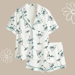 Dirrty Martini Satin PJs - Luxury Bridesmaid & Bachelorette Gift - Women's Novelty Golfer Sport Sleepwear Soft & Breathable Summer Sleepwear for Women