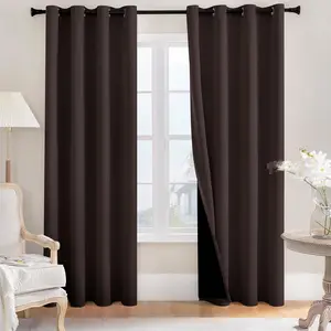 Rutterllow Two Layers Completely Blackout Curtains for Bedroom 52W x 72L Inch