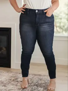 Plus Size Women's Washed Casual Fashion Stretchy Skinny Jeans, High Waist Long Pants, Comfortable All Season Wear, Sizes 5xl-8xl