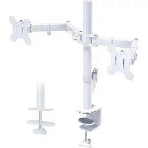 Dual Monitor Stand White, Monitor Mount for 13-27 Inch LCD LED, Ergonomic Full Motion Heavy Duty Double Monitor Arms Hold up to 22 lbs, VESA 75x75/100x100 mm