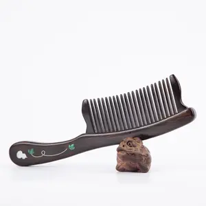 Black Sandalwood Mother-of-Pearl Inlaid Comb - Elegant & Stylish Hair Accessory for Everyday Use