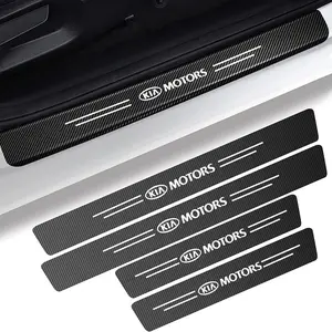 4pcs Carbon Fiber Texture Car Door Threshold Protector Decal Sticker, Fits Kia Kn Sportage R Stinger Sorento Ceed Cerato Forte Niro Soul K3 K5