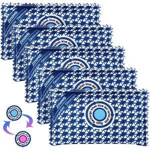 100g Rechargeable Desiccant Packs of 5,Reusable Silica Gel Dehumidifier Moisture Absorbing for storage,Desiccant Dehumidifier for Home Closets, Safe box,Duffle Bag and Cars