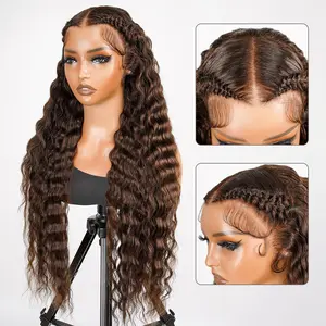 Asteria Hair Chocolate Brown Deep Wave Human Hair 13x4 Lace Front Wig Ready To Go Glueless Pre Styled Wigs 30 Inch #TikTokShopLaborDaySale