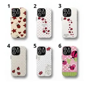 Dot Ladybug Print Phone Case, DurableTwo-In-One Protection, Fits iPhone 17 Pro Max 16 15 14 13 12 11 Pro Max