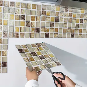 24pcs  of Self-Adhesive Mosaic Wall Stickers, Self-Adhesive Crystal Tile Stickers, Suitable for Kitchens, Bathrooms, Balconies, Wardrobes, Dining Tables, Old Cabinets, Etc. Easy to Renovate And Can Be Freely, Size 20*20Cm.