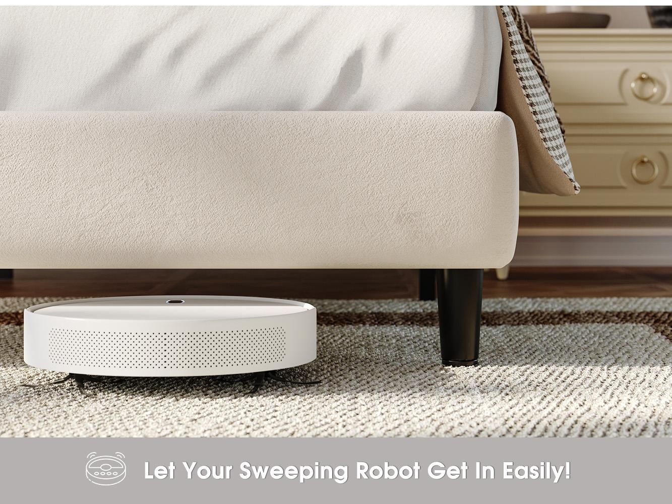 Raybee Furniture Queen Velvet Upholstered Bed Frame with 51" Tall Headboard, NO MATTRESS, Upholstered Bed Frame, King Size with LED Lights and Charging Station, Sturdy Wood Slat, Easy Assembly, No-Noise, Gift for Moving House [Black Friday]