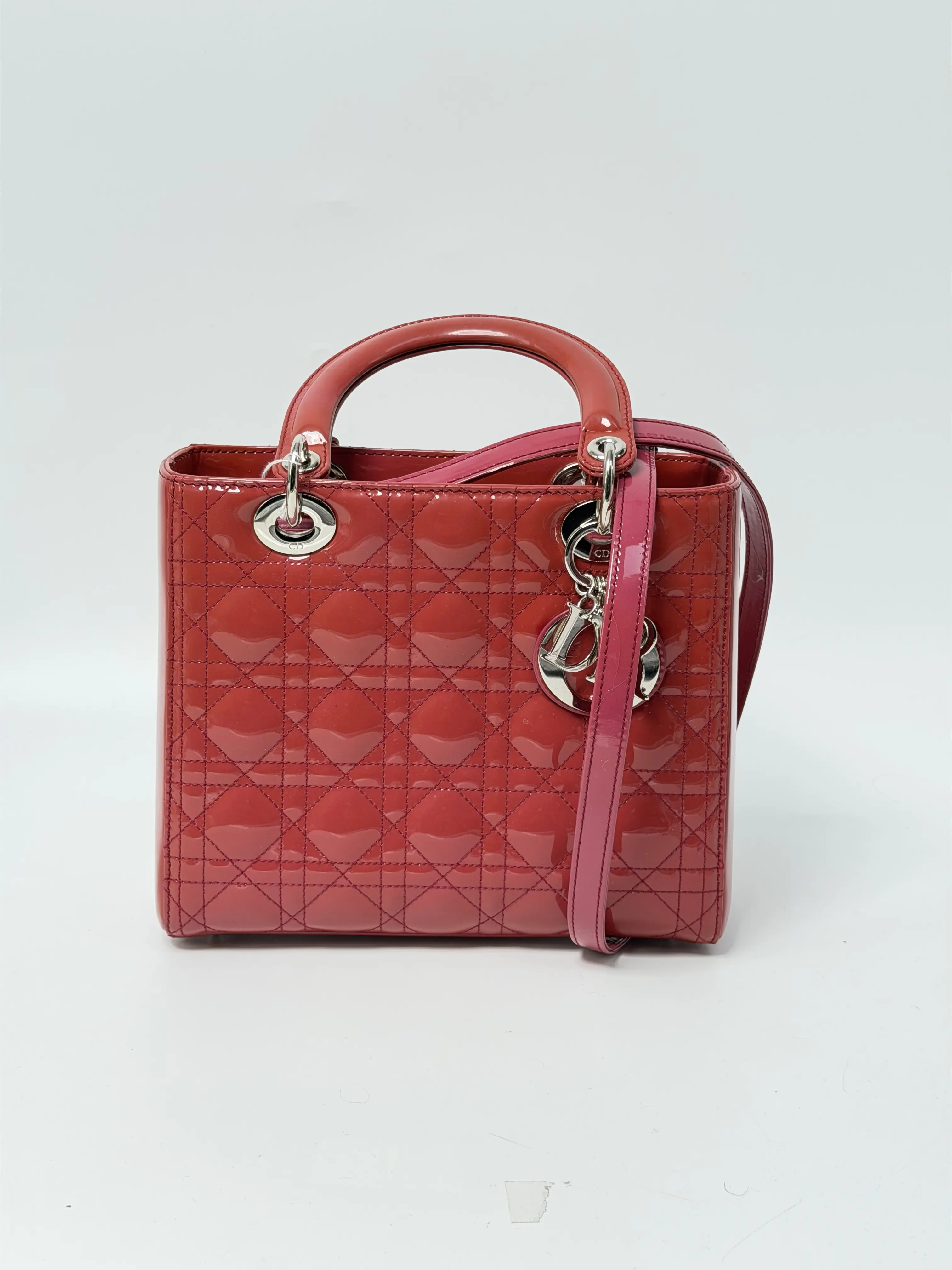 Pre-owned Dior patent leather Crossbody Bags Christian Patent Cannage Lady JE68DR