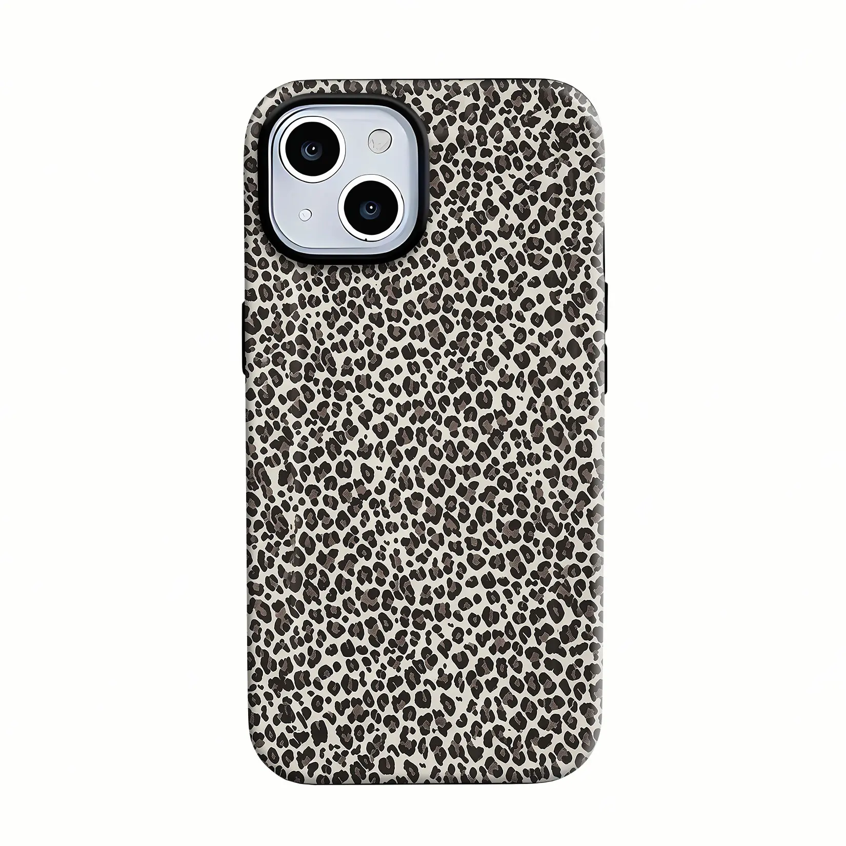 Gray Leopard Print Animal Pattern Phone Case — Compatible with Samsung S26/S25/S24/S23, iPhone 17/16/15/14/13/12/11, Drop-Resistant, Non-Slip, and Fade-Resistant, Stylish Neutral Cheetah Print Protective Cover